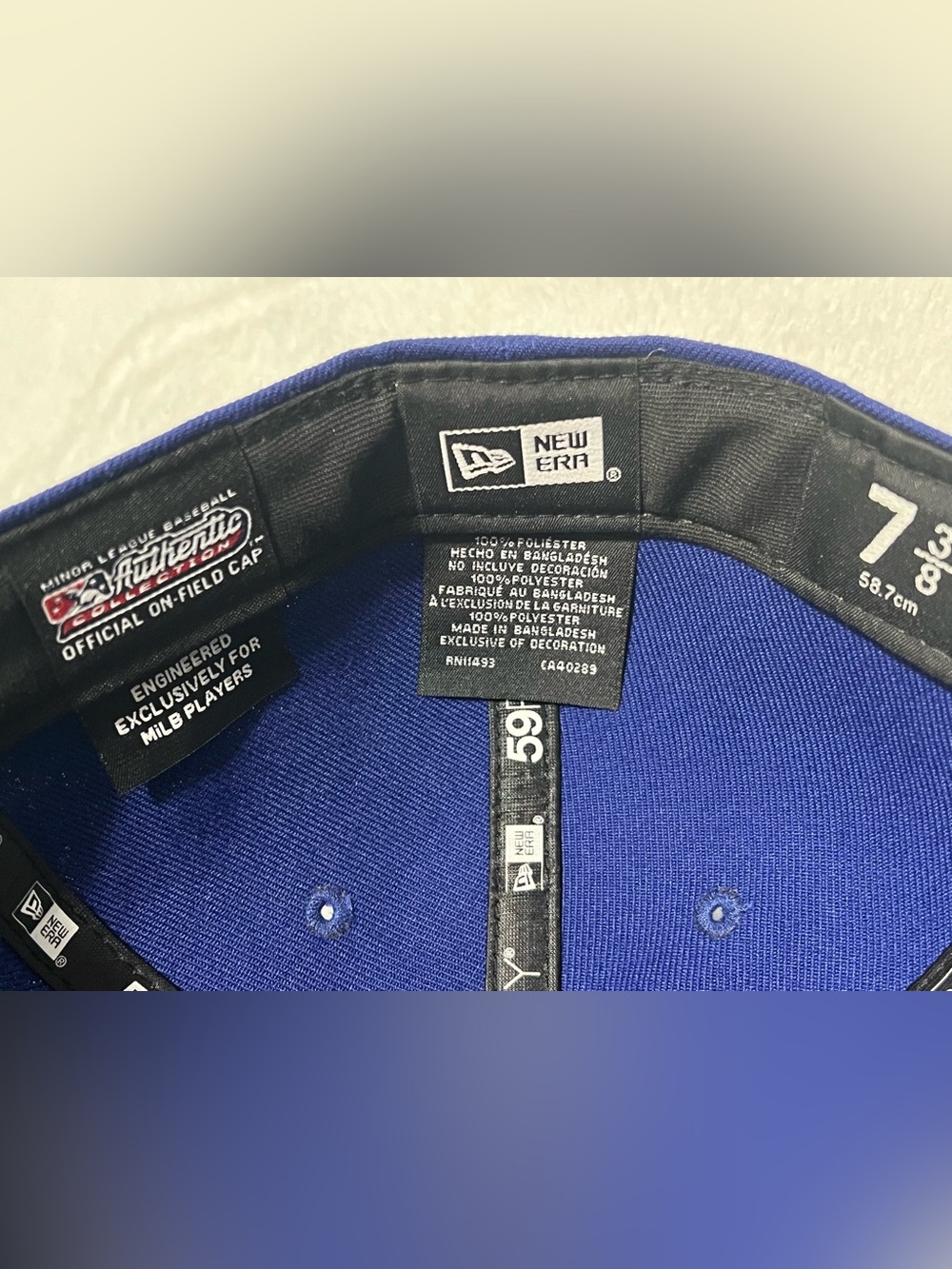 New Era Durham Bulls Blue 59FIFTY Fitted Hat with embroidered Bulls logo - Picture 9 of 12